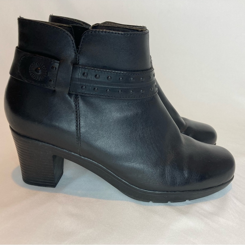 Clarks Black Leather Ankle Booties